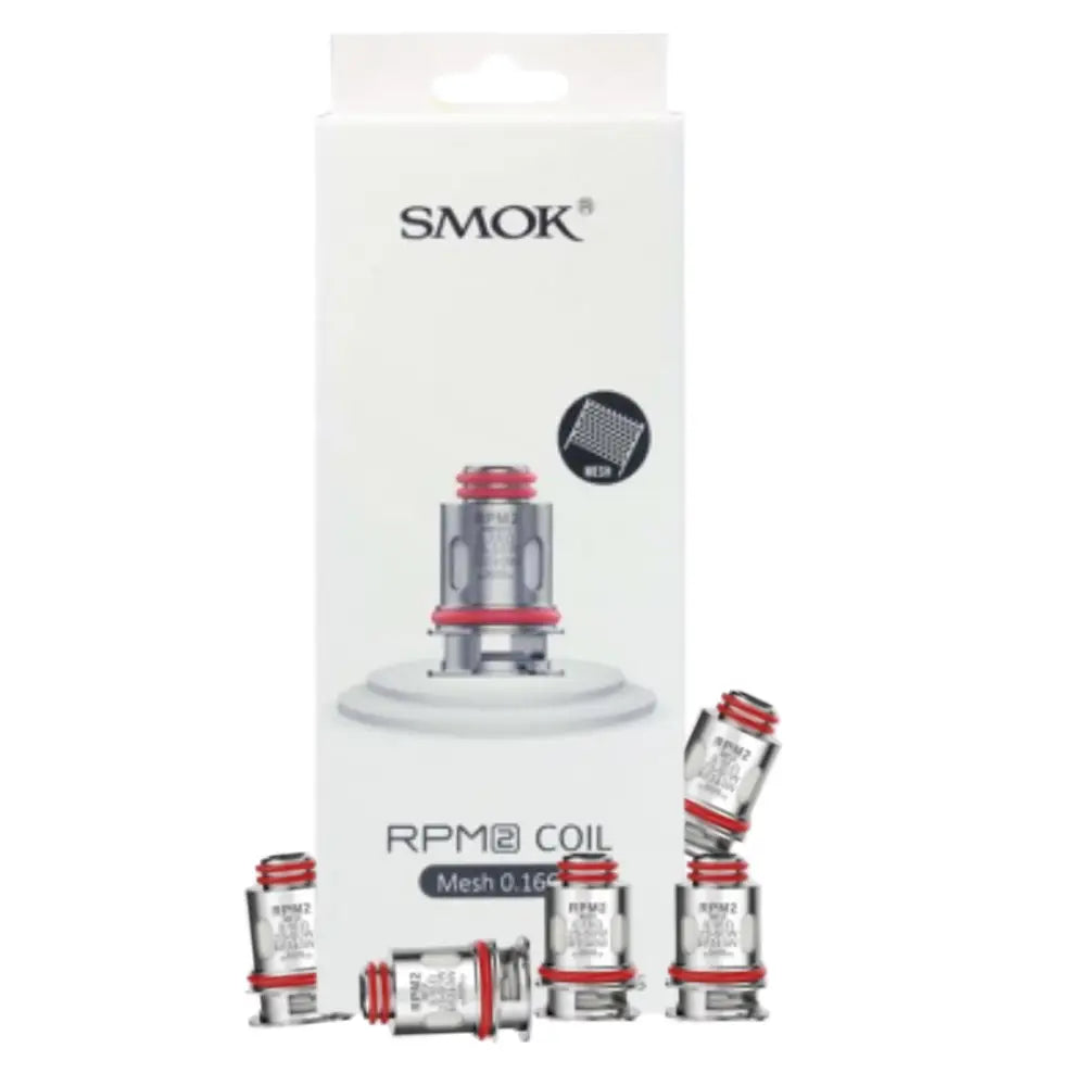 Smok RPM2 replacement pack of 5 coils with one coil displayed at Smokz Vape Store