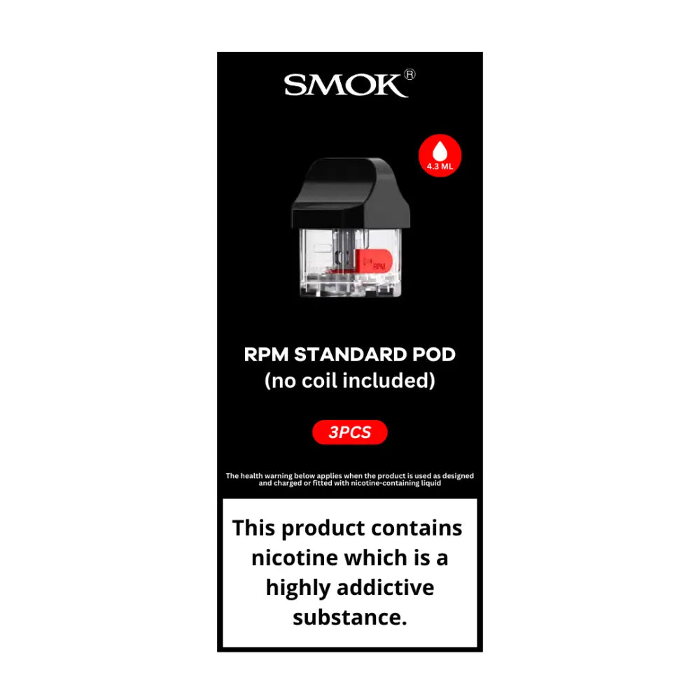 Black and clear Smok RPM40 replacement pod with red internal component for Smok RPM40 devices