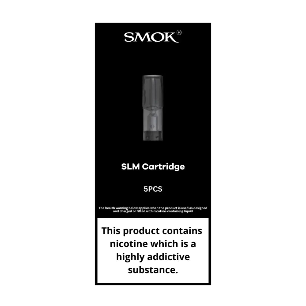 Vape cartridge with nicotine warning for Smok SLM Pod at Smokz Vape Store, nic salt compatible