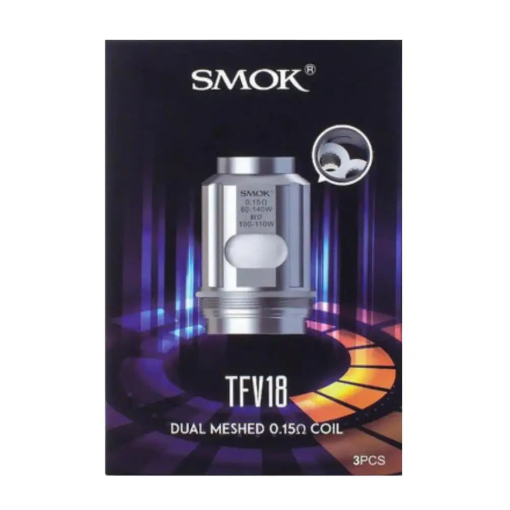 Package of three SMOK TFV18 coils with dual meshed 0.15Ω for Smok TFV18 vaping at Smokz Vape Store