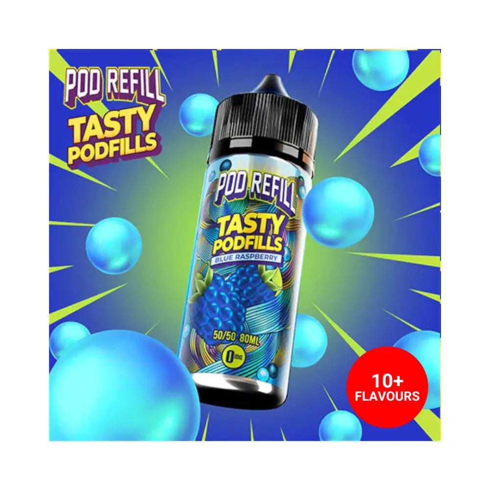 vape juice refill store Tasty Podfills Blue Raspberry 80ml E-Liquid UK