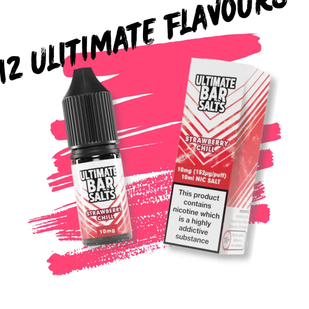 Image of Ultimate Bar Salts 10ml e-liquids in Strawberry Chill flavor with Blue Monster bottle