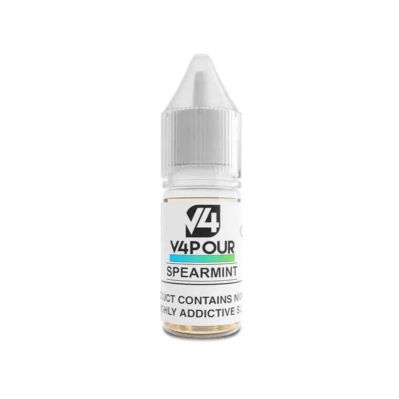 Clear dropper bottle of V4 Vapour Spearmint 10ml e-liquid at Smokz Vape Store