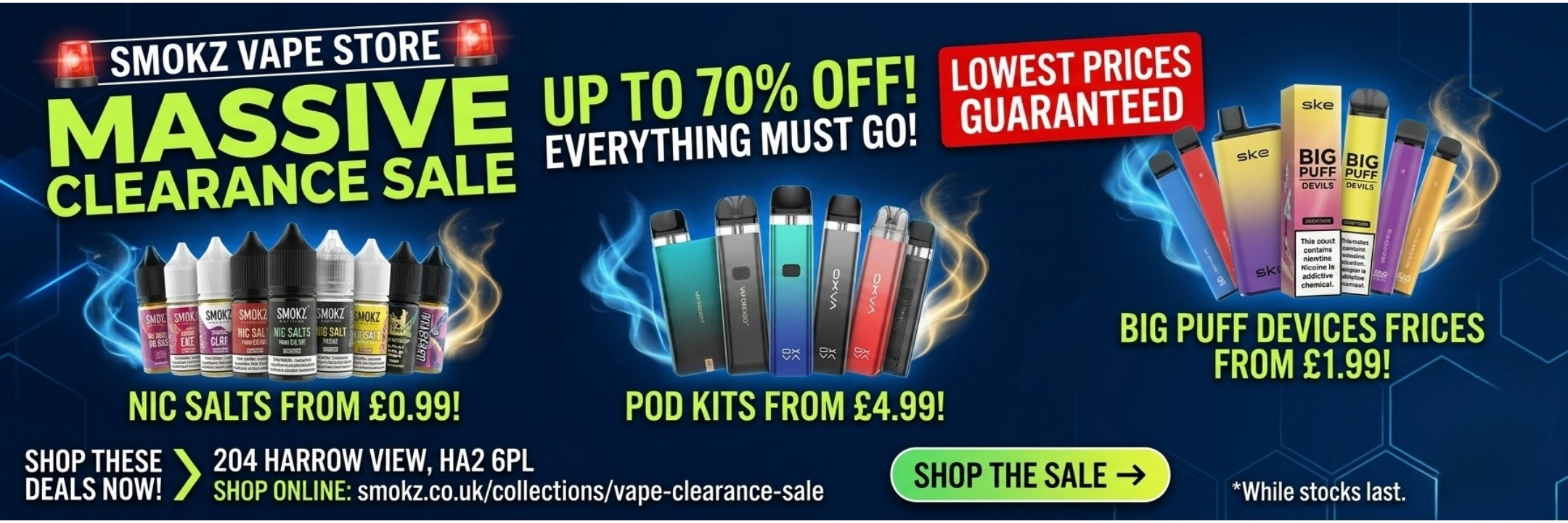 Vape Clearance at Smokz Vape Store.