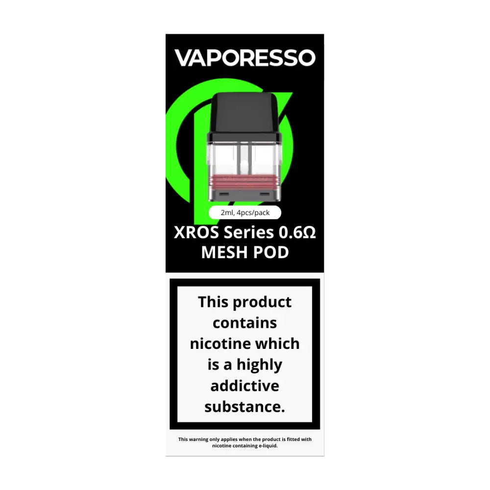 Vaporesso XROS Mesh Pod 0.6Ω containing nicotine for Vaporesso XROS pods at Smokz Vape Store