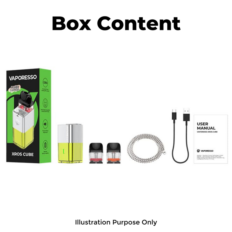 Vaporesso Xros Cube Vape Kit Box Contents