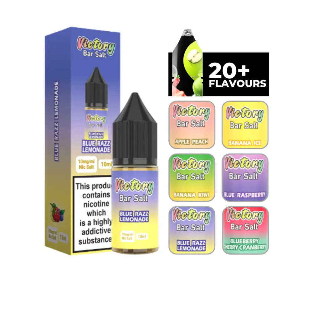 Image of Victory Juice Bar Blue Razz Lemonade 10ml E-Liquid bottles and packaging