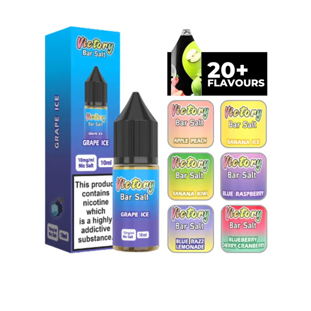 Victory Juice Bar 10ml E-Liquid Grape Ice flavor with a variety of fruit vape liquids