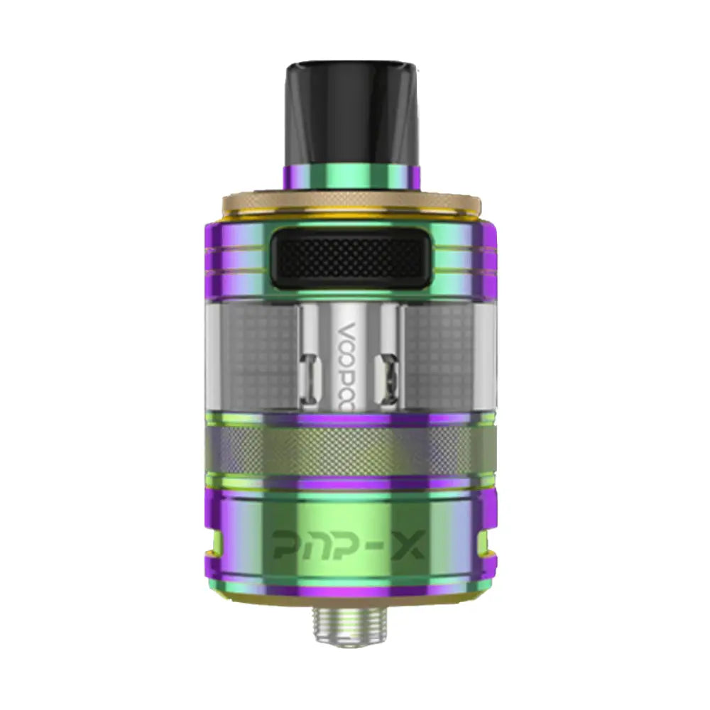Rainbow-colored Voopoo PNP-X pod tank with black mouthpiece at Smokz Vape Store