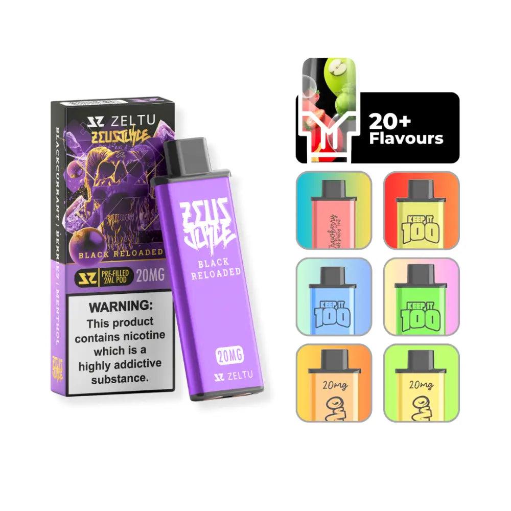 Zeltu X3 Pods Black Reloaded (Berries, Blackcurrant, Menthol) Flavour - 2ml prefilled vape pod up to 1000 puffs compatible with Zeltu X3 Pod Vape Kit.