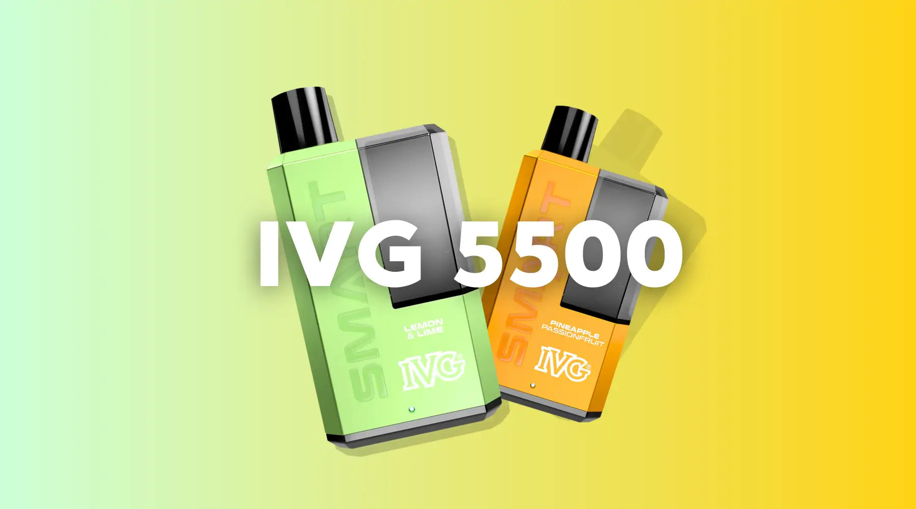 Colorful disposable vapes IVG 5500 with black mouthpiece, metallic accents, eco-friendly design