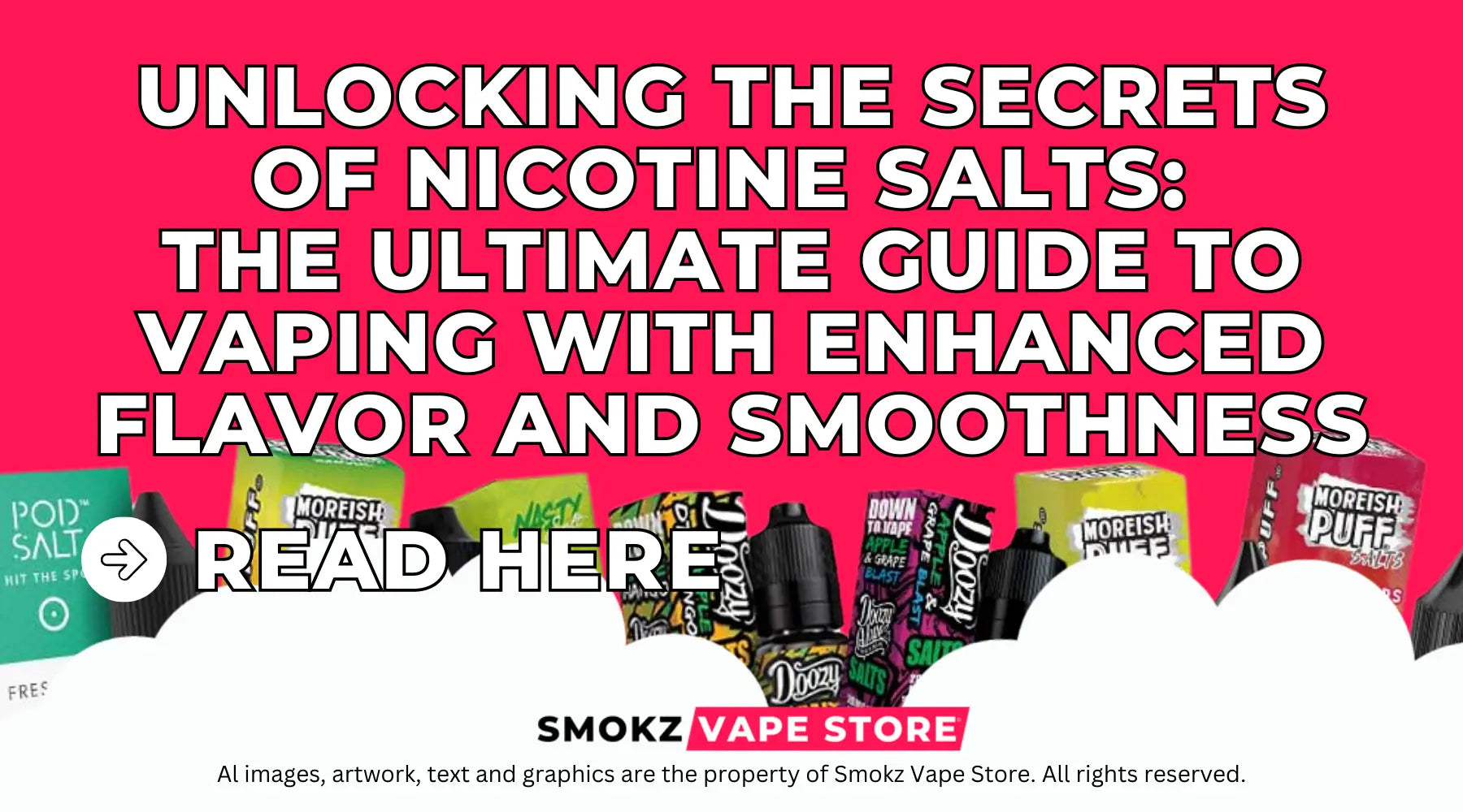 Advertisement for nicotine salts vape products and guide to enhanced flavor vaping