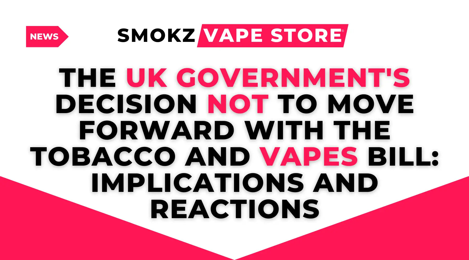 News headline about UK government halting vaping regulation impacting nic salt e-liquids shop