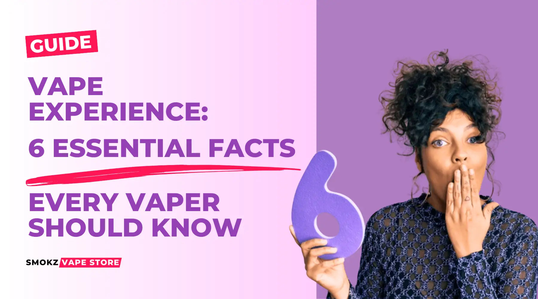 Promotional graphic for Vape Store highlighting essential facts about vaping experience and nic salt