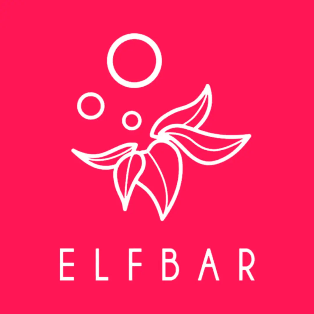 Vibrant pink Elf Bar vape logo with white leaf outlines and brand name Elf Bar
