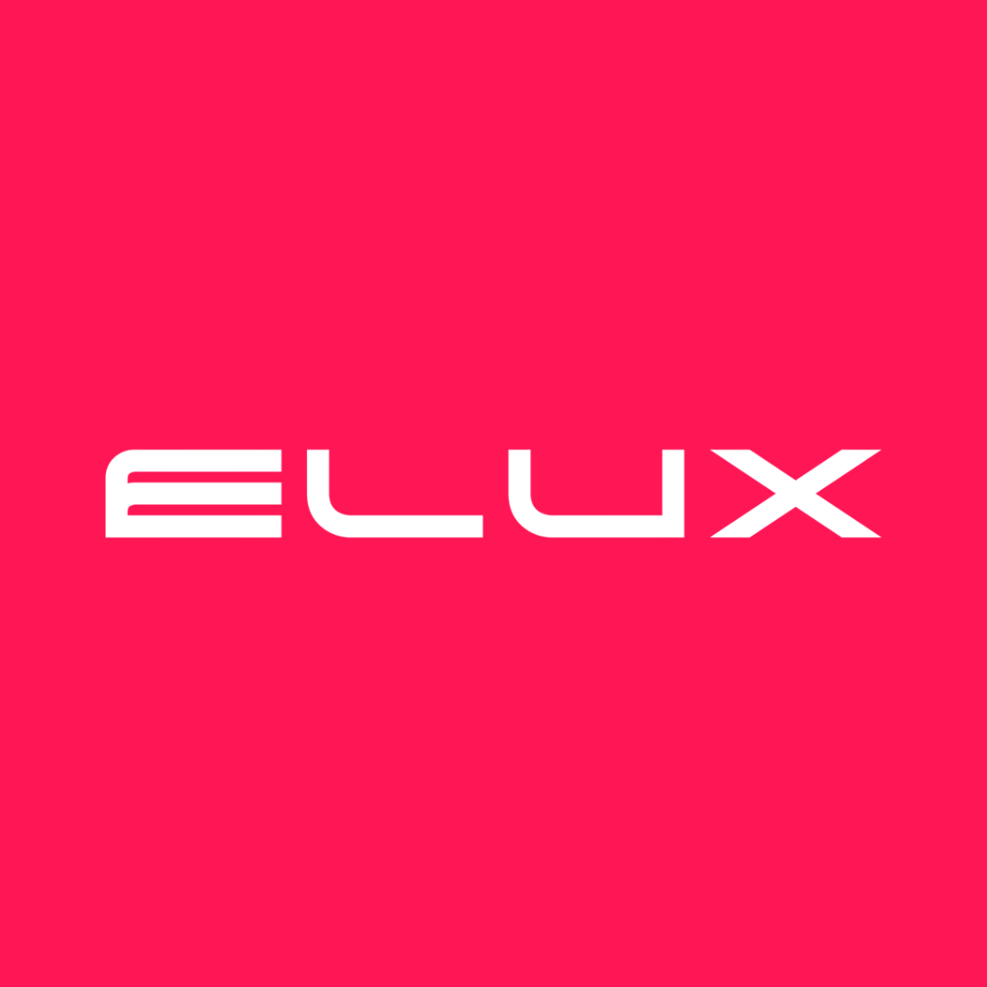 ELUX logo on pink background, showcasing premium vaping products including ELUX Bars, Legend, Firerose, and 3500 disposable vapes.