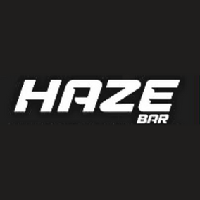 Black rectangular HAZE BAR sign showcasing disposable vapes with nic salt flavours