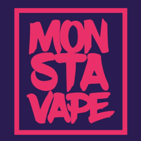 Monsta Vape logo in bold pink on dark purple background for 50ml e-liquids collection
