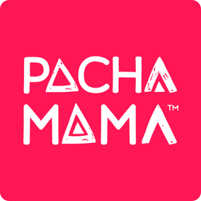 Vibrant pink Pachamama E-Liquids logo with white text for 50ml e-liquids and £10 nic salt