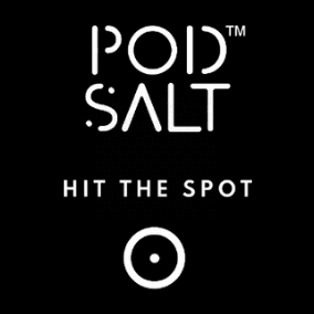 Black and white Pod Salt E-Liquid logo showcasing a premium nic salt brand for smooth vaping