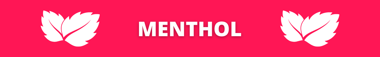 White MENTHOL text with leaves on red background in Lost Mary Vape collection for e-liquid nic salt