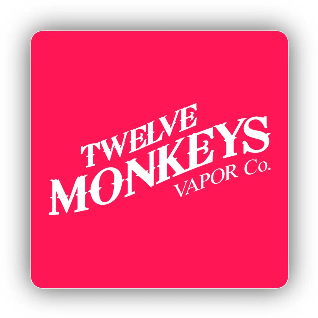 Square red sticker with rounded corners from Monkeys E Liquid 50ml e-liquids collection