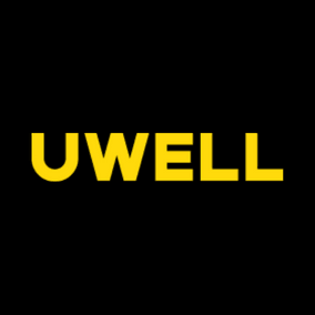Yellow bold UWELL text on black background from UWELL Nic Salt and E-Liquids Collection