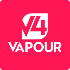 Vapour V4 Vapour logo in V4 Vapour Blue Raspberry and Premium Vapour V4 Salts collection