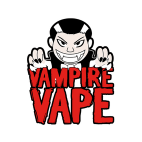 Cartoon Vampire Vape logo with bold red font from Vampire Vape Best-Selling Nic Salt Collection