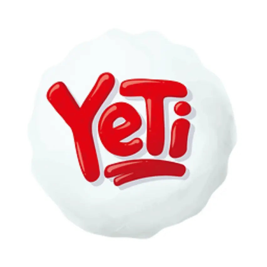 Red Yeti logo on white cloud-shaped background for Yeti E-Liquid Fruity Ice Blends