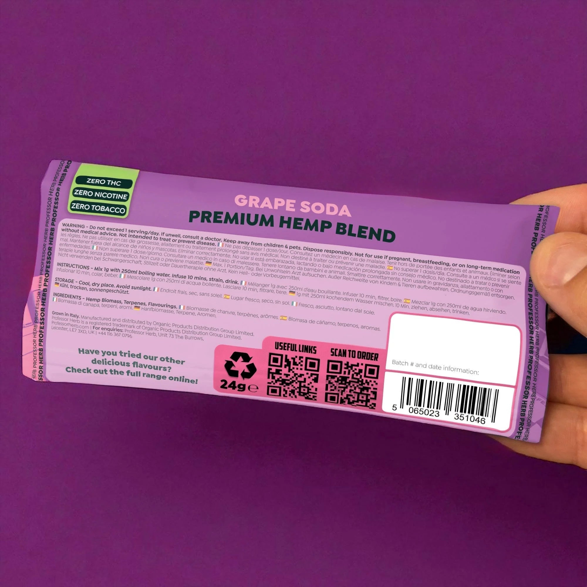 Professor Herb Premium Hemp Blend Grape Soda