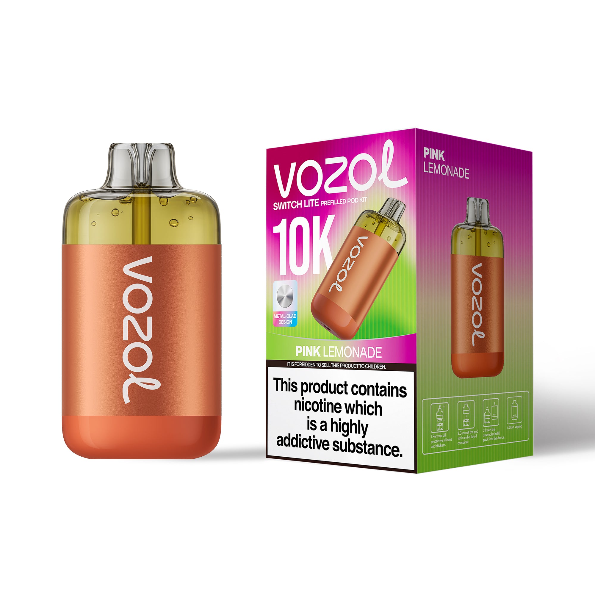Vozol 10k Switch Lite Prefilled Pod Kit Pink Lemonade