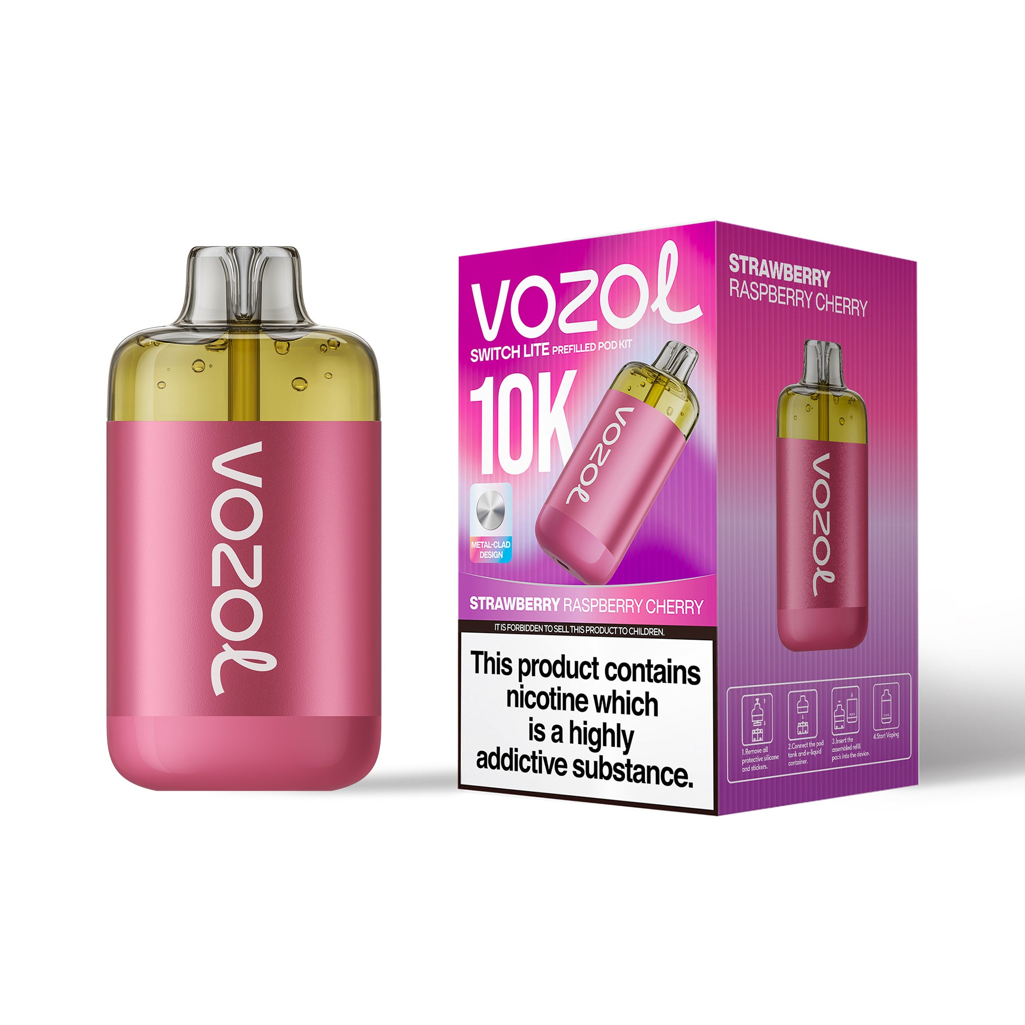 Vozol 10k Switch Lite Prefilled Pod Kit Strawberry Raspberry Cherry
