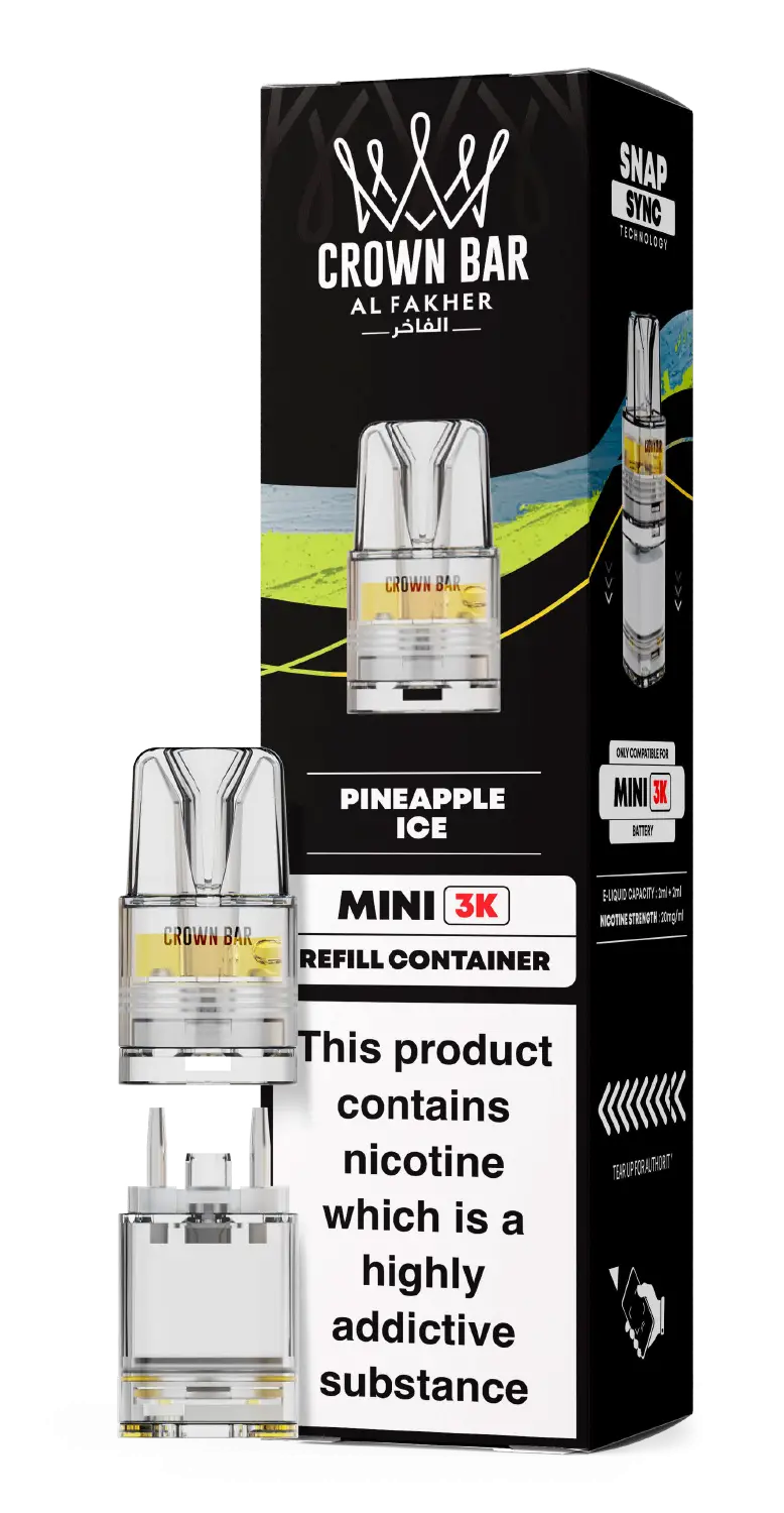 Al Fakher Crown Bar Mini 3K Prefilled Pods Pineapple Ice.