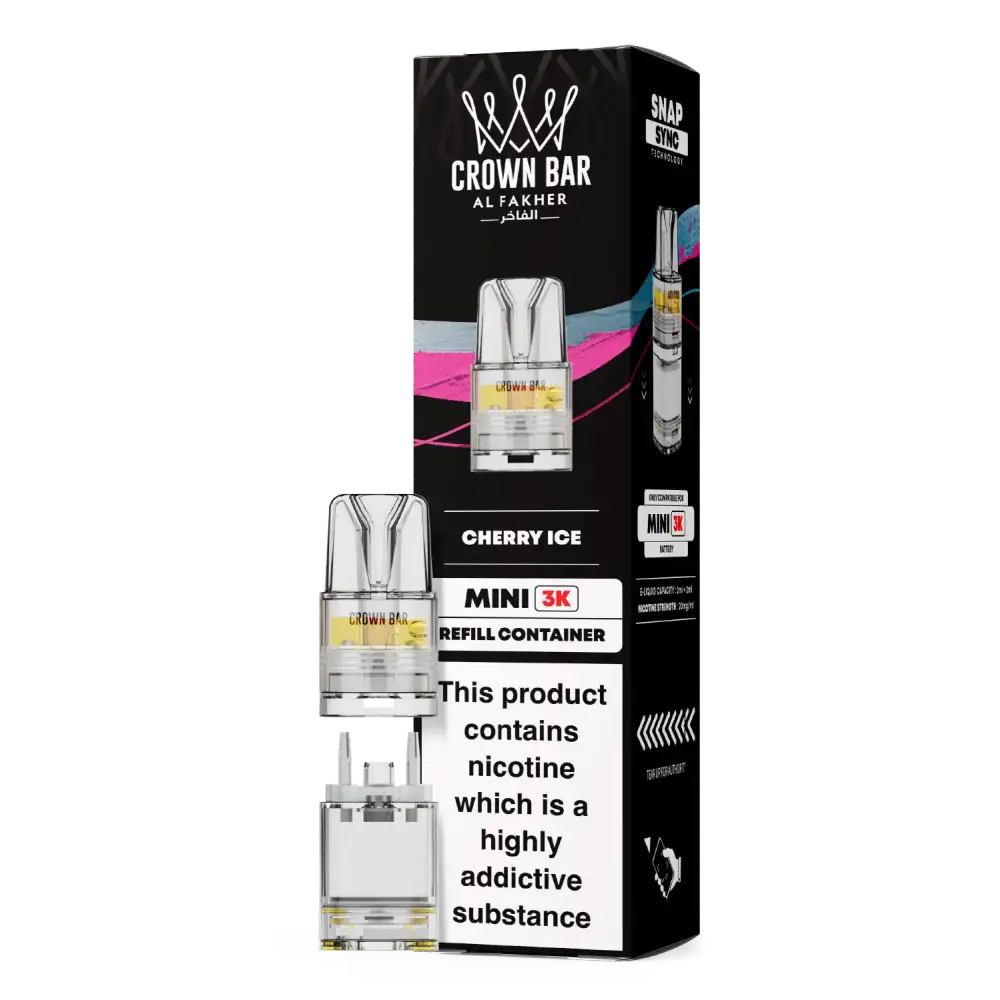 Al Fakher Crown Bar Mini 3K Prefilled Pods Cherry Ice.