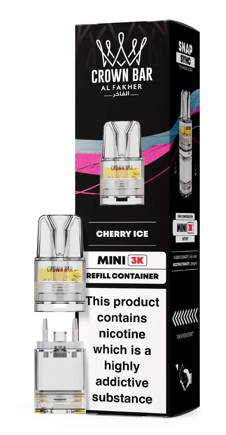 Al Fakher Crown Bar Mini 3K Prefilled Pods Cherry Ice.