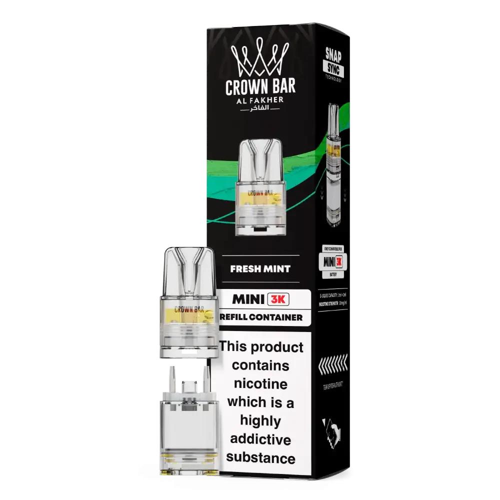Al Fakher Crown Bar Mini 3K Prefilled Pods Frest Mint.