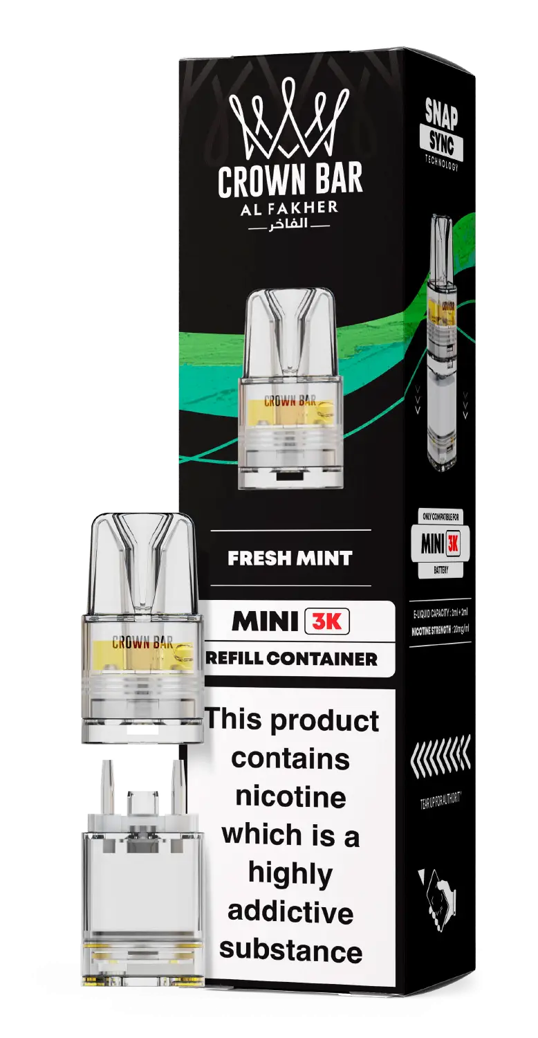 Al Fakher Crown Bar Mini 3K Prefilled Pods Frest Mint.