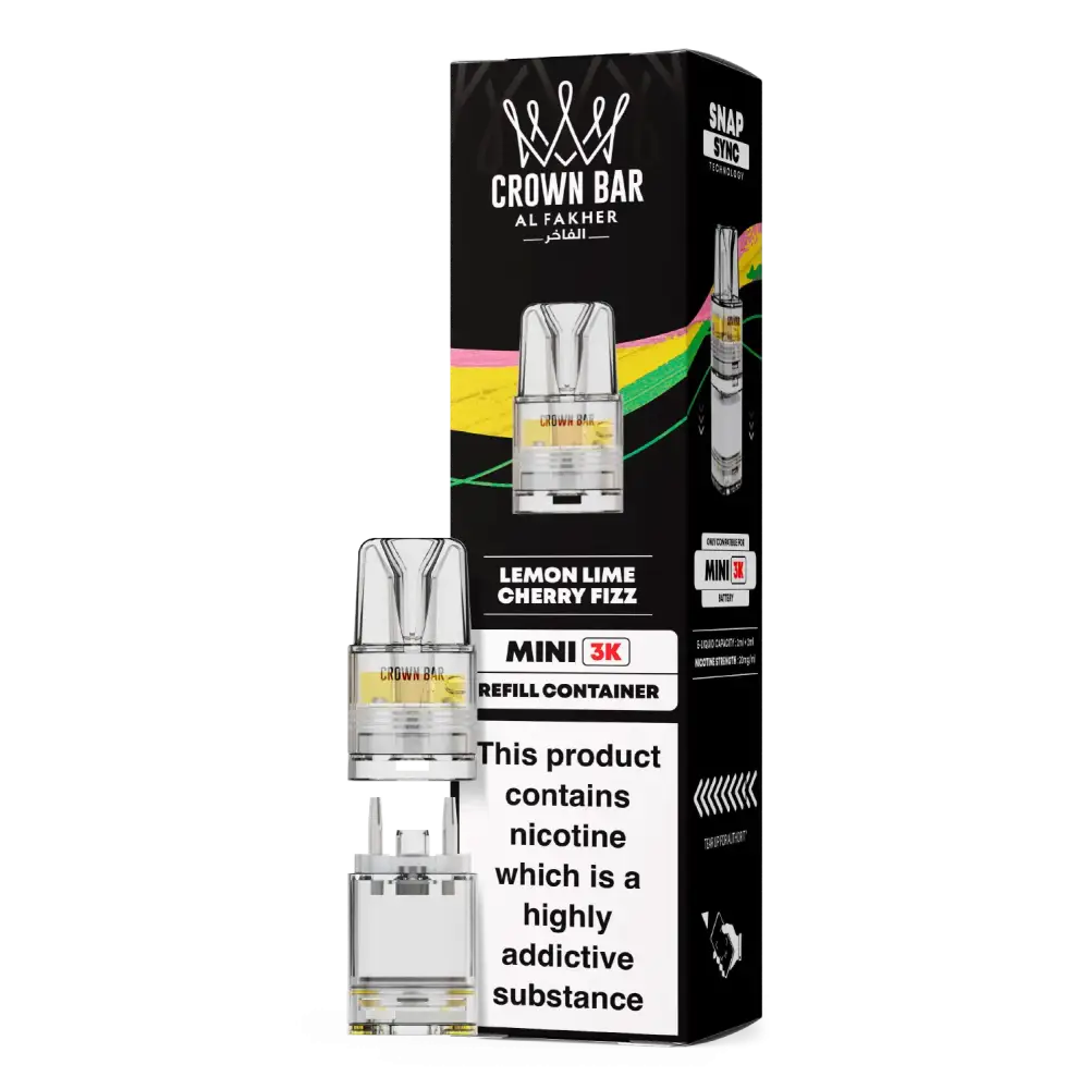 Al Fakher Crown Bar Mini 3K Prefilled Pods Lemon Lime Cherry Fizz.