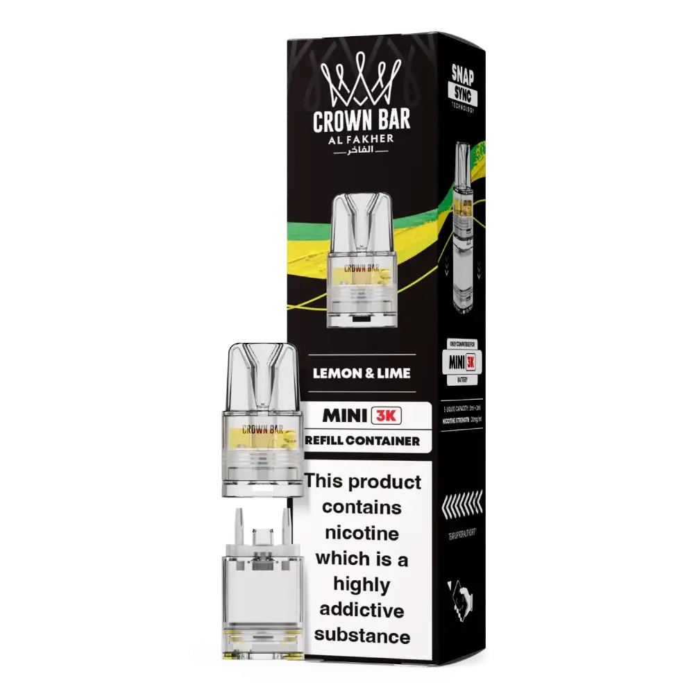 Al Fakher Crown Bar Mini 3K Prefilled Pods Lemon & Lime.