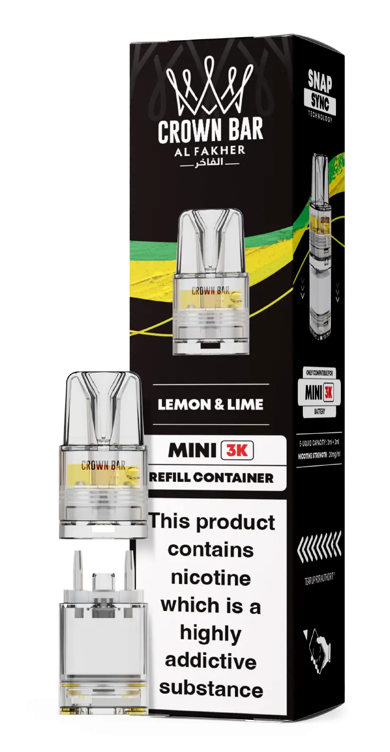 Al Fakher Crown Bar Mini 3K Prefilled Pods Lemon & Lime.