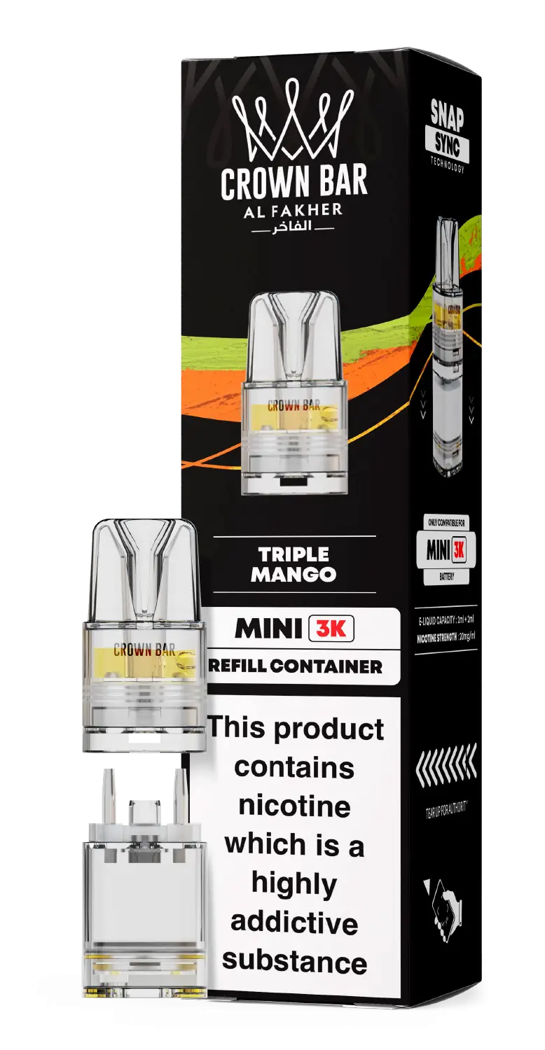 Al Fakher Crown Bar Mini 3K Prefilled Pods Triple Mango.