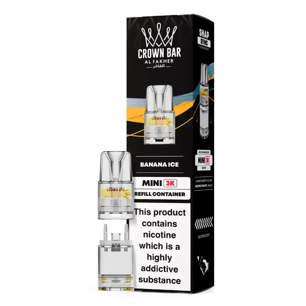 Al Fakher Crown Bar Mini 3K Prefilled Pods Banana Ice.