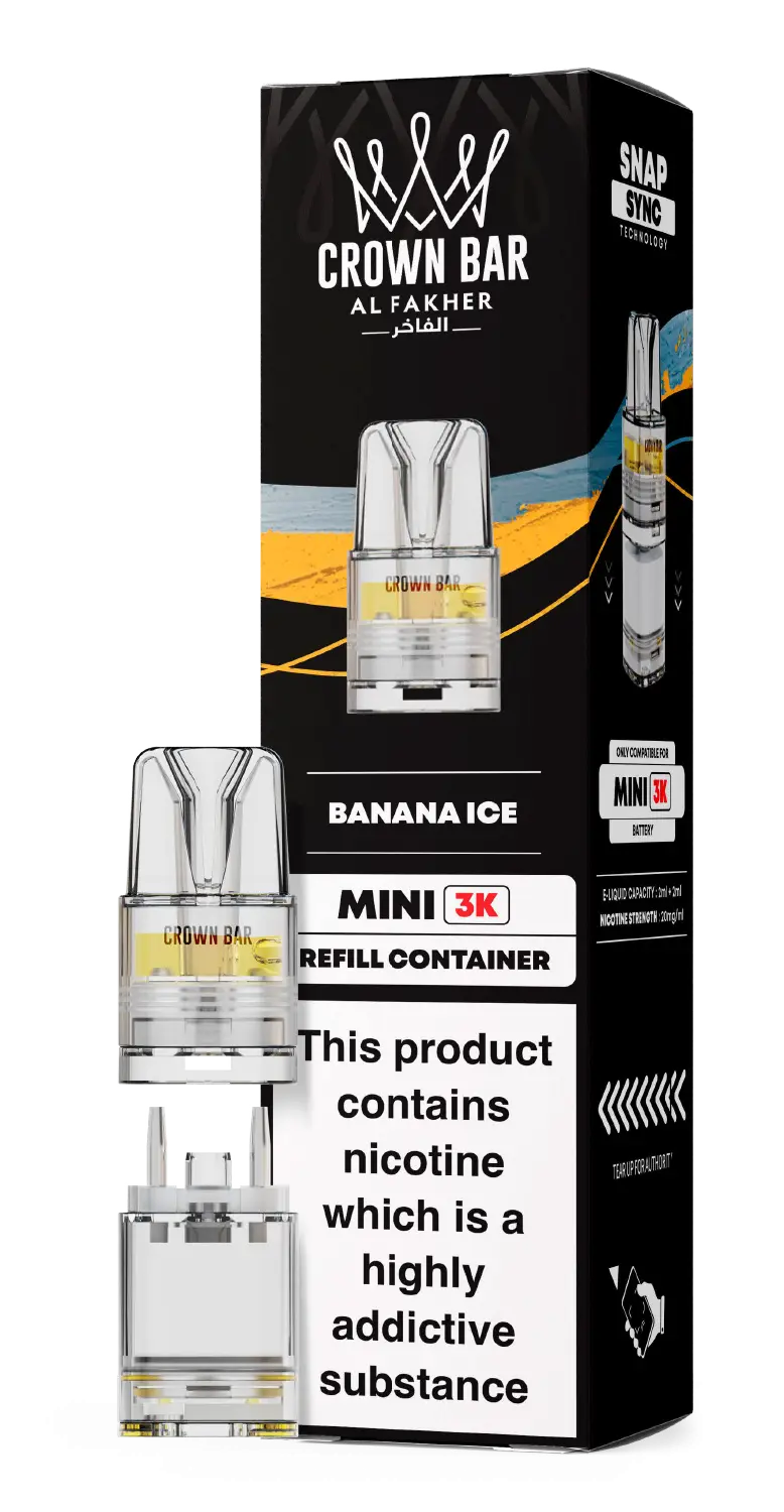 Al Fakher Crown Bar Mini 3K Prefilled Pods Banana Ice.