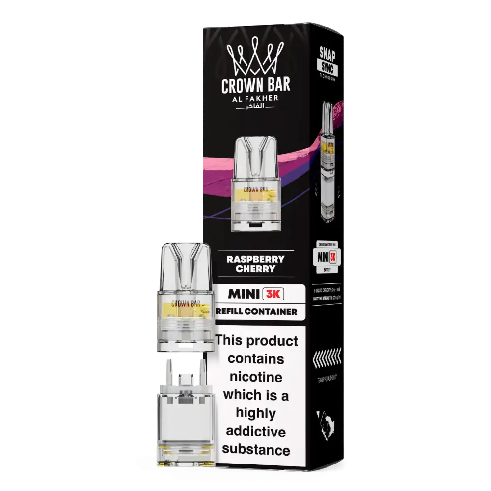 Al Fakher Crown Bar Mini 3K Prefilled Pods Raspberry Cherry.