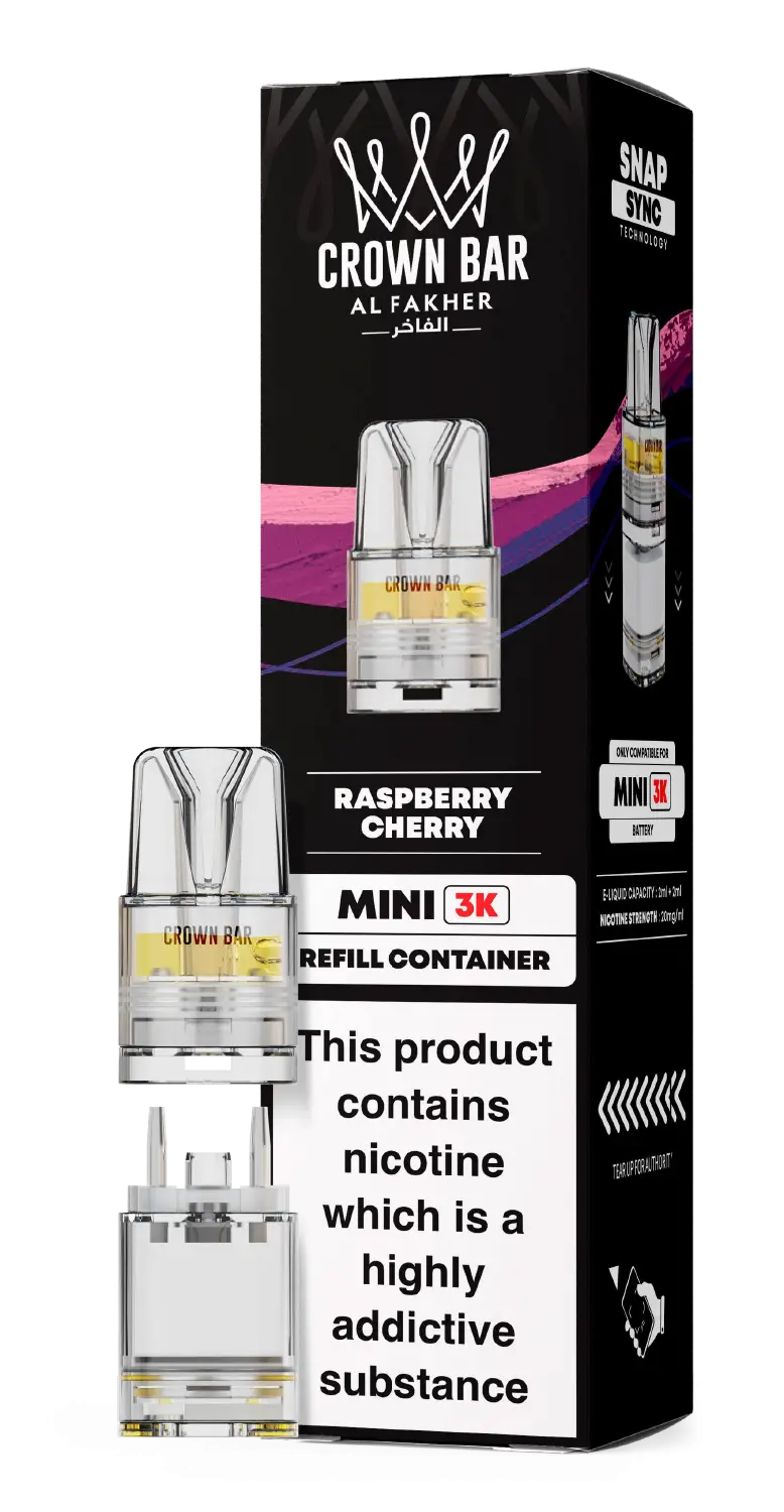 Al Fakher Crown Bar Mini 3K Prefilled Pods Raspberry Cherry.