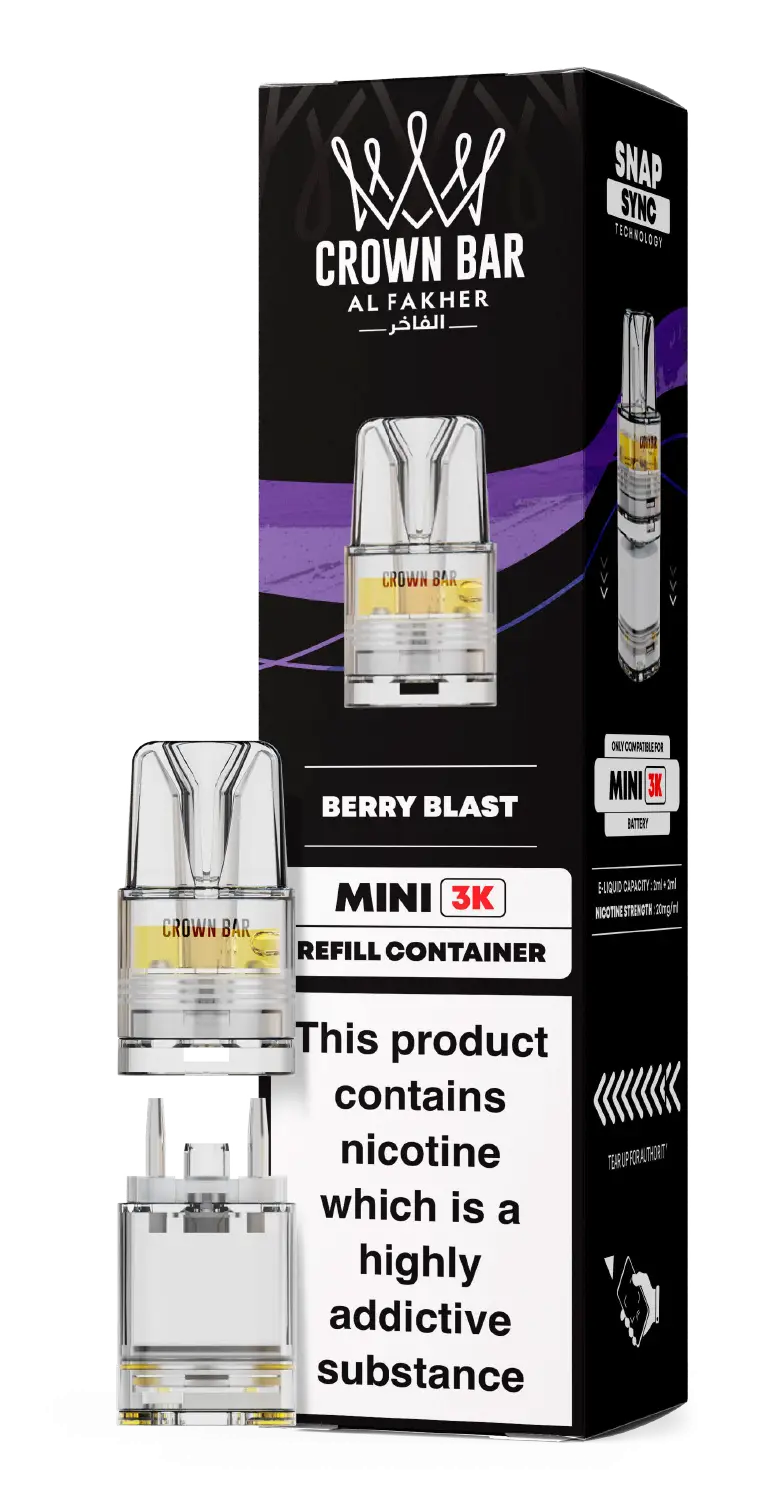 Al Fakher Crown Bar Mini 3K Prefilled Pods Berry Blast.