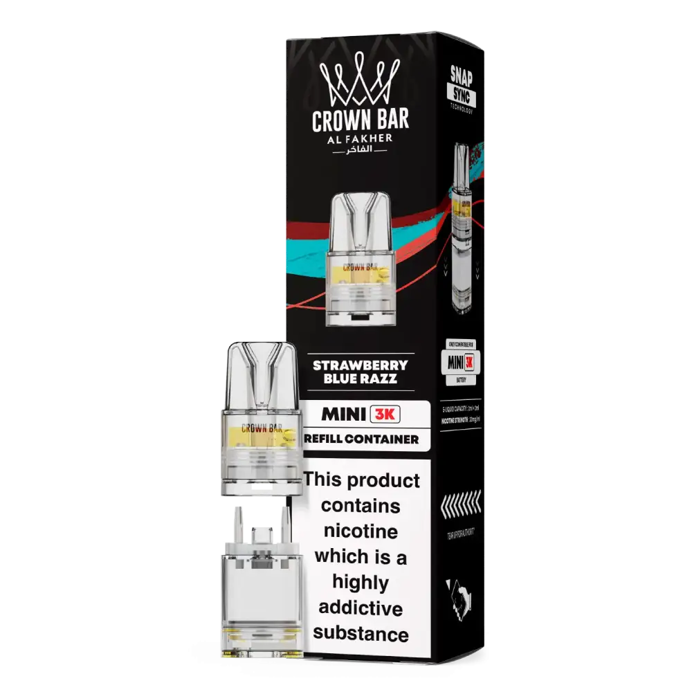 Al Fakher Crown Bar Mini 3K Prefilled Pods Strawberry Blue Razz.