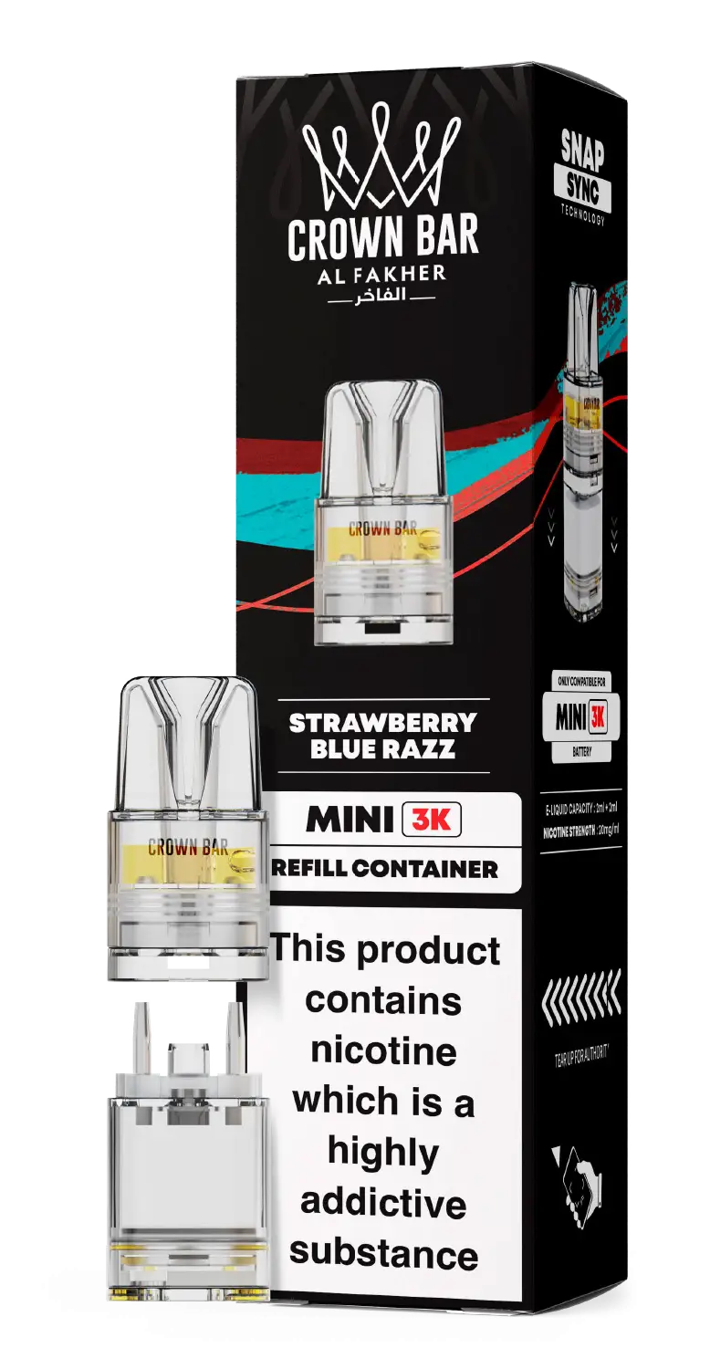 Al Fakher Crown Bar Mini 3K Prefilled Pods Strawberry Blue Razz.
