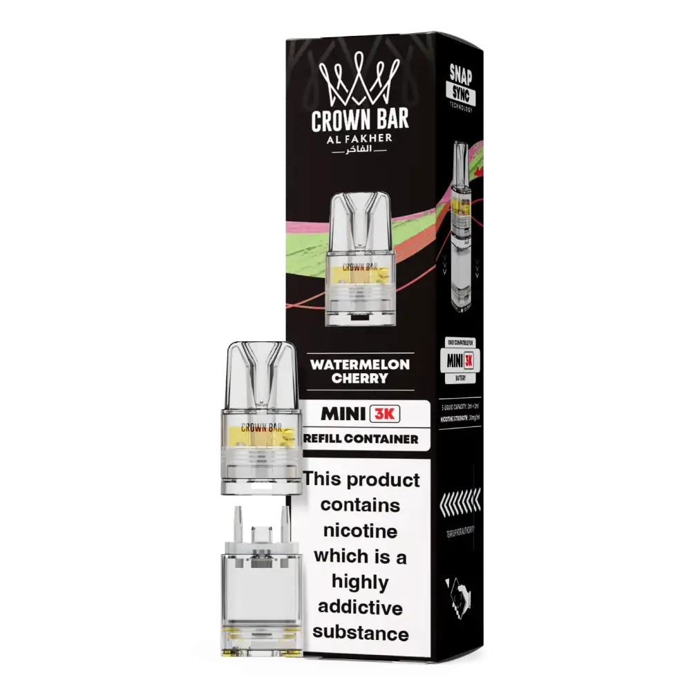 Al Fakher Crown Bar Mini 3K Prefilled Pods Watermelon Cherry.